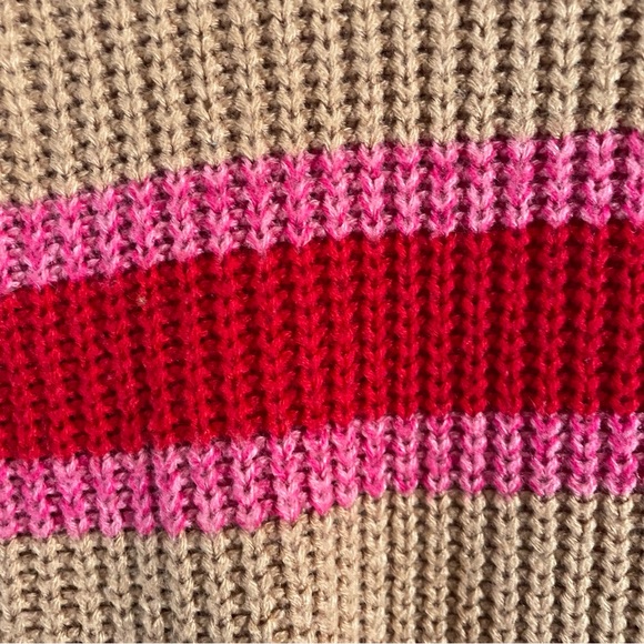 SO brand beige, pink, and red striped crew neck sweater Y2K women’s small - Picture 2 of 7
